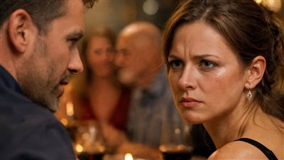 مش إنت وعدتني إننا هنتعشى لوحدنا؟ و دلوقتي السفرةإتملت ناس غريبة!»  